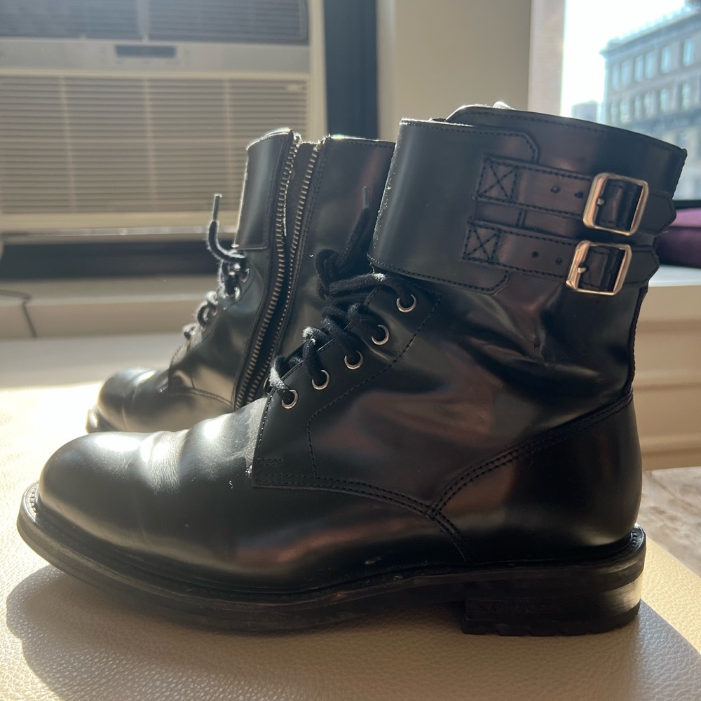 Black Leather All Saints Combat Boots in size 8!